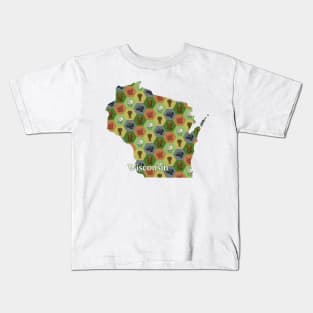 Wisconsin State Map Board Games Kids T-Shirt